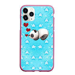 Чехол iPhone 11 Pro матовый Сонная милая панда, цвет: 3D-малиновый