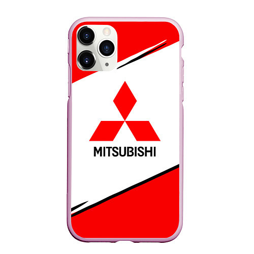 Чехол iPhone 11 Pro матовый Mitsubishi Logo Geometry / 3D-Розовый – фото 1