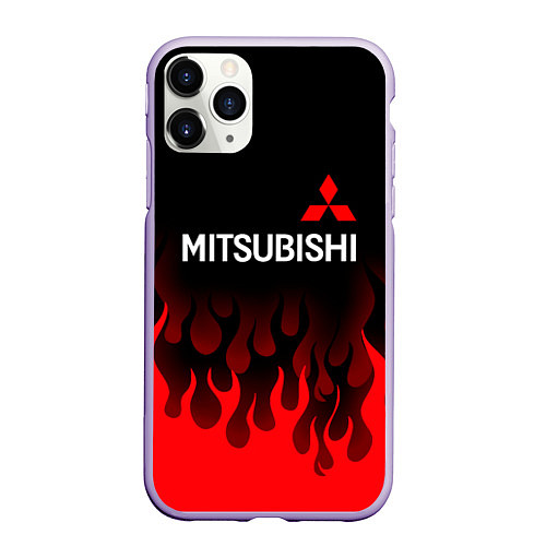 Чехол iPhone 11 Pro матовый Mitsubishi Огонь / 3D-Светло-сиреневый – фото 1