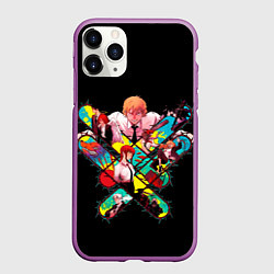 Чехол iPhone 11 Pro матовый Человек бензопила , компиляция персонажей Макима Д, цвет: 3D-фиолетовый