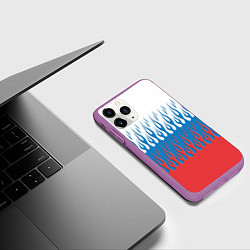 Чехол iPhone 11 Pro матовый Флаг России пламя, цвет: 3D-фиолетовый — фото 2