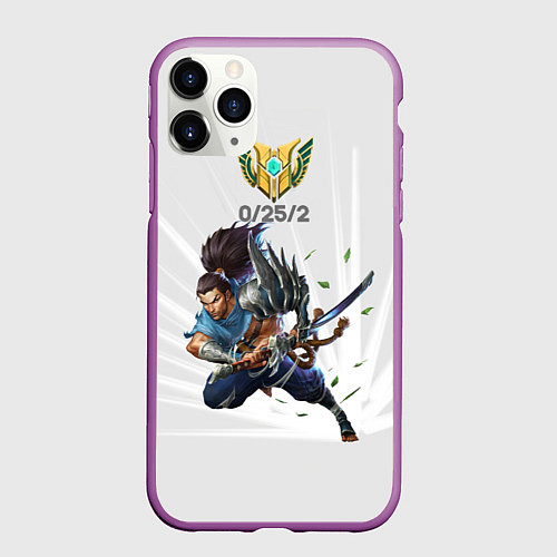 Чехол iPhone 11 Pro матовый Yasuo Meme / 3D-Фиолетовый – фото 1