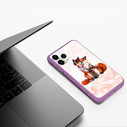 Чехол iPhone 11 Pro матовый Влюблённые Лисы Love, цвет: 3D-фиолетовый — фото 2