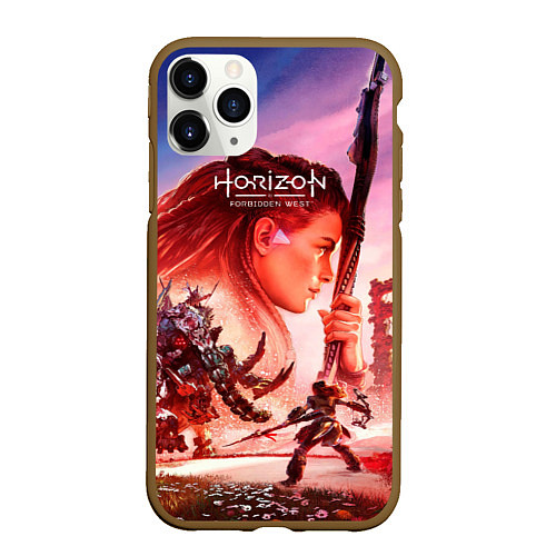 Чехол iPhone 11 Pro матовый Horizon Forbidden West game poster / 3D-Коричневый – фото 1