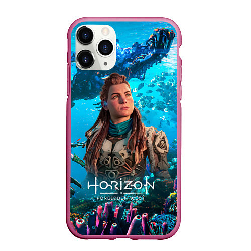 Чехол iPhone 11 Pro матовый Элой Horizont Forbidden West / 3D-Малиновый – фото 1