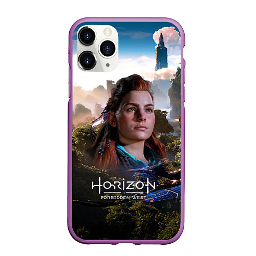 Чехол iPhone 11 Pro матовый Aloy Horizon Forbidden West game / 3D-Фиолетовый – фото 1