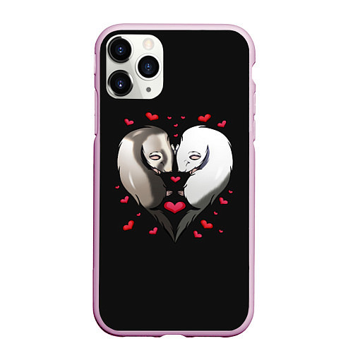 Чехол iPhone 11 Pro матовый ДЕНЬ СВЯТОГО ВАЛЕНТИНА ВЛЮБЛЁННЫЕ ХОРЬКИ / 3D-Розовый – фото 1