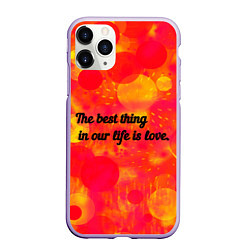 Чехол iPhone 11 Pro матовый Life is love, цвет: 3D-светло-сиреневый