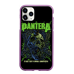 Чехол iPhone 11 Pro матовый Pantera green череп, цвет: 3D-фиолетовый