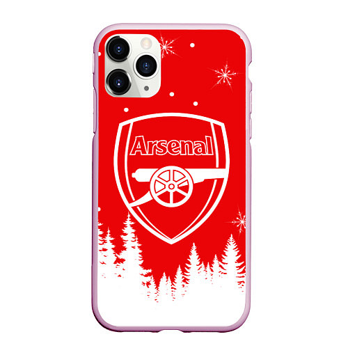 Чехол iPhone 11 Pro матовый FC ARSENAL WINTER ФК АРСЕНАЛ ЗИМНИЙ СТИЛЬ / 3D-Розовый – фото 1