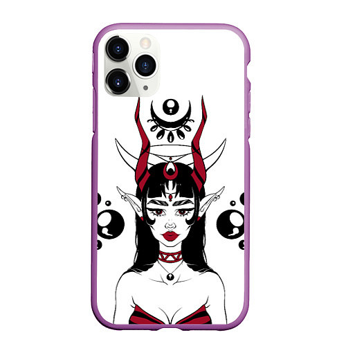 Чехол iPhone 11 Pro матовый Devil beauty / 3D-Фиолетовый – фото 1