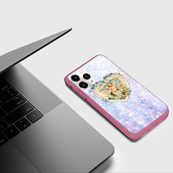 Чехол iPhone 11 Pro матовый Ангел в сердце День Святого Валентина, цвет: 3D-малиновый — фото 2