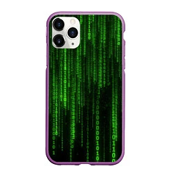 Чехол iPhone 11 Pro матовый Бегущий по коду, цвет: 3D-фиолетовый