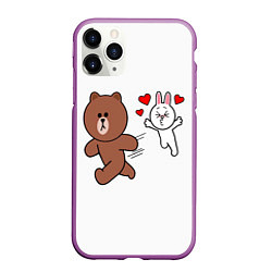 Чехол iPhone 11 Pro матовый От любви не сбежать Plush animal, цвет: 3D-фиолетовый