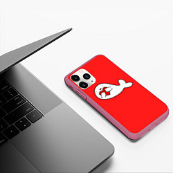 Чехол iPhone 11 Pro матовый Кит с сердечком, цвет: 3D-малиновый — фото 2