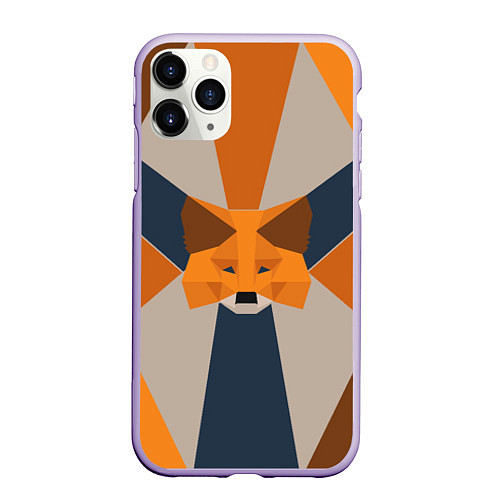 Чехол iPhone 11 Pro матовый Metamask Крипто лиса / 3D-Светло-сиреневый – фото 1