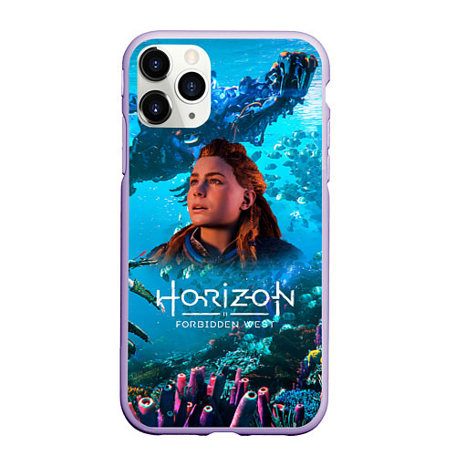 Чехол iPhone 11 Pro матовый Horizon Forbidden West Подводный мир / 3D-Светло-сиреневый – фото 1