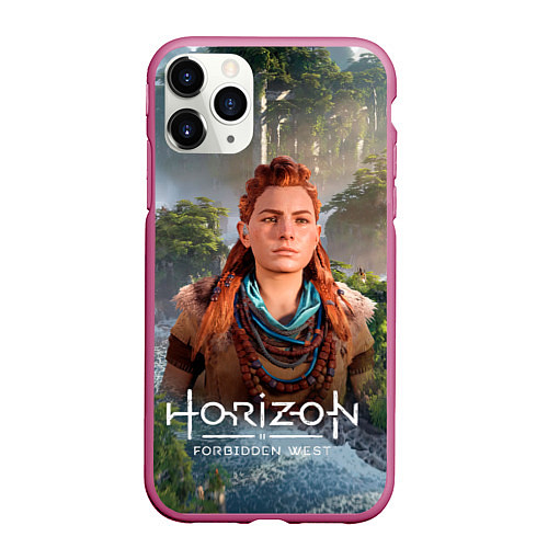 Чехол iPhone 11 Pro матовый Элой дикий лес Horizon / 3D-Малиновый – фото 1