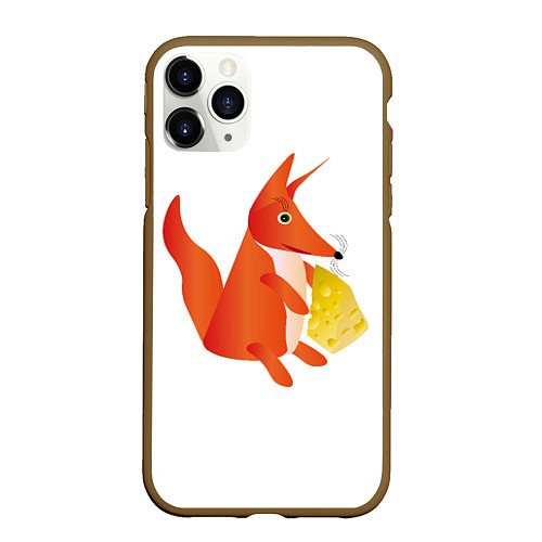 Чехол iPhone 11 Pro матовый Fox poligonal with bit of cheese / 3D-Коричневый – фото 1