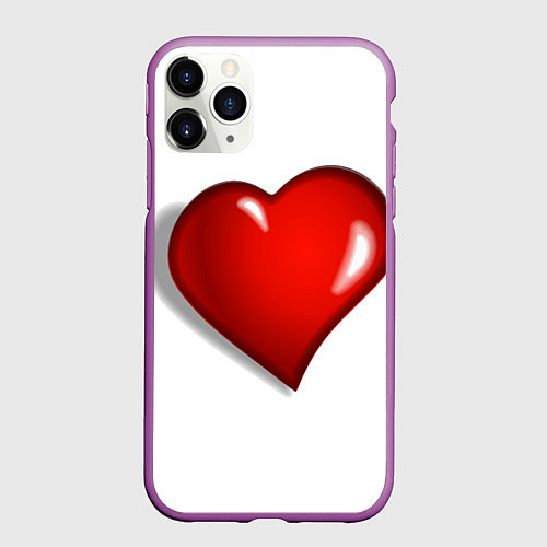 Чехол iPhone 11 Pro матовый Сердце большое мультяшное / 3D-Фиолетовый – фото 1