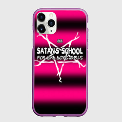 Чехол iPhone 11 Pro матовый Satan school for bad boys and girls pink