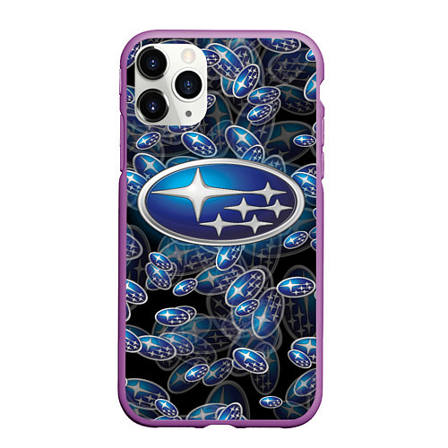 Чехол iPhone 11 Pro матовый SUBARU BIG LOGO PATTERN / 3D-Фиолетовый – фото 1