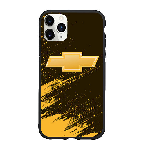 Чехол iPhone 11 Pro матовый CHEVROLET Яркий / 3D-Черный – фото 1