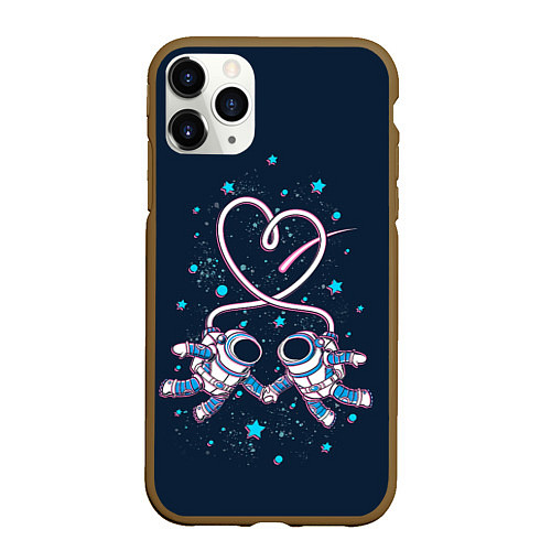 Чехол iPhone 11 Pro матовый Космическая любовь Cosmic love / 3D-Коричневый – фото 1