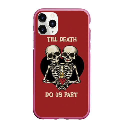 Чехол iPhone 11 Pro матовый Любовь до Гроба love till death / 3D-Малиновый – фото 1