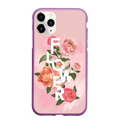 Чехол iPhone 11 Pro матовый Pink Flower, цвет: 3D-фиолетовый