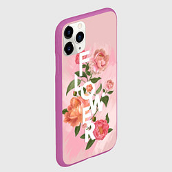 Чехол iPhone 11 Pro матовый Pink Flower, цвет: 3D-фиолетовый — фото 2