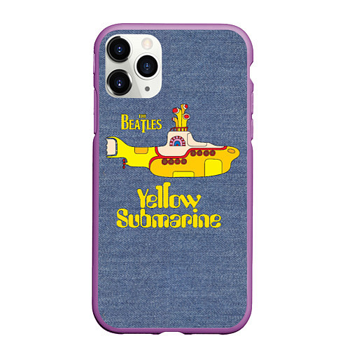 Чехол iPhone 11 Pro матовый On a Yellow Submarine 3D / 3D-Фиолетовый – фото 1