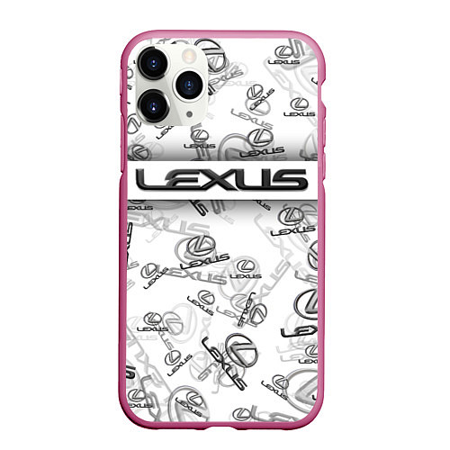 Чехол iPhone 11 Pro матовый LEXUS BIG EMBLEMA PATTERN / 3D-Малиновый – фото 1