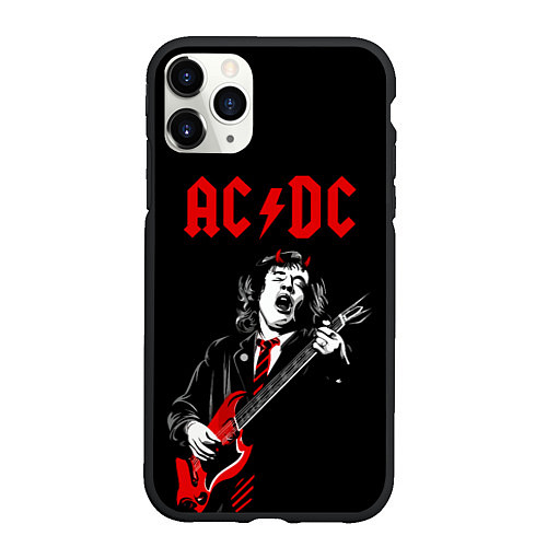 Чехол iPhone 11 Pro матовый AC DC Ангус Янг гитарист / 3D-Черный – фото 1