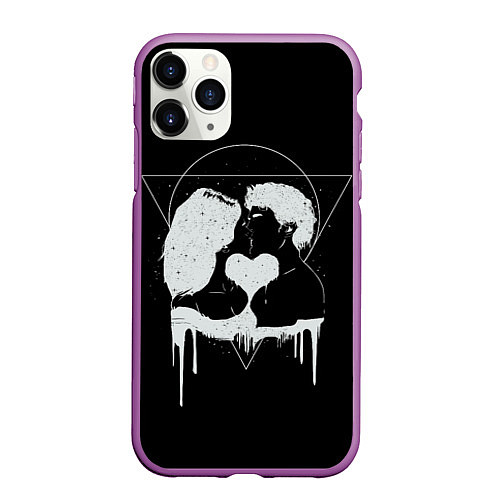 Чехол iPhone 11 Pro матовый Внеземная любовь Extraterrestrial love / 3D-Фиолетовый – фото 1