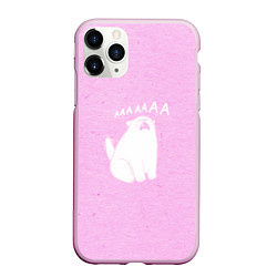Чехол iPhone 11 Pro матовый Кот орет ааааа, цвет: 3D-розовый