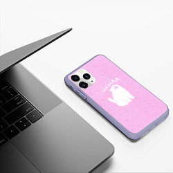 Чехол iPhone 11 Pro матовый Кот орет ааааа, цвет: 3D-светло-сиреневый — фото 2