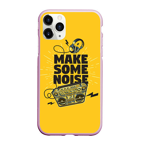 Чехол iPhone 11 Pro матовый Make Some Noise музыка / 3D-Розовый – фото 1