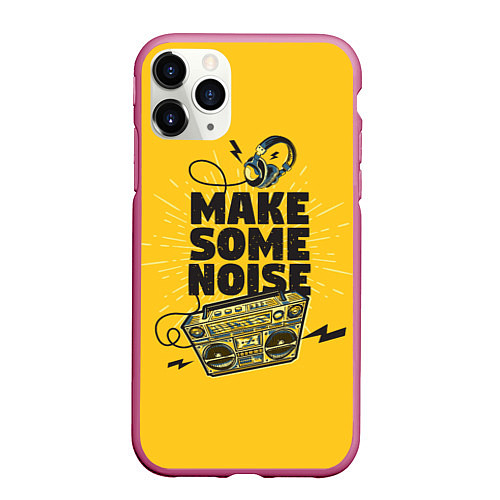 Чехол iPhone 11 Pro матовый Make Some Noise музыка / 3D-Малиновый – фото 1