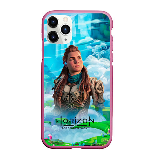 Чехол iPhone 11 Pro матовый Horizon дикий лес / 3D-Малиновый – фото 1