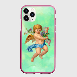 Чехол iPhone 11 Pro матовый Ангел Святой, цвет: 3D-малиновый