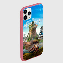Чехол iPhone 11 Pro матовый Horizon Forbidden West - разрушенный мост, цвет: 3D-малиновый — фото 2