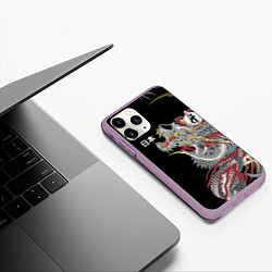 Чехол iPhone 11 Pro матовый ЯПОНСКИЙ ДРАКОН ЯПОНИЯ, цвет: 3D-сиреневый — фото 2