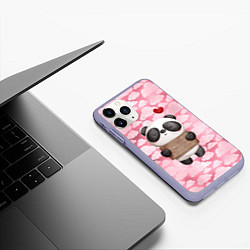 Чехол iPhone 11 Pro матовый Панда с сердечком love, цвет: 3D-светло-сиреневый — фото 2