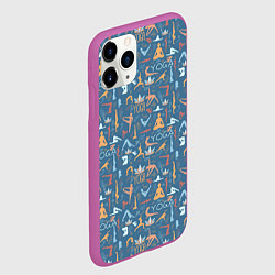 Чехол iPhone 11 Pro матовый Йога, Гимнастика, Медитация, цвет: 3D-фиолетовый — фото 2
