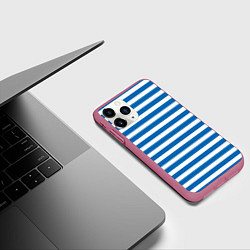 Чехол iPhone 11 Pro матовый ТЕЛЬНЯШКА ВДВ В ПОЛОСКУ, цвет: 3D-малиновый — фото 2