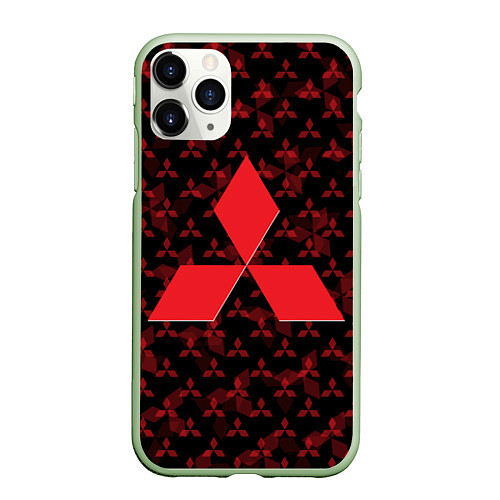 Чехол iPhone 11 Pro матовый MITSUBISHI BIG LOGO PATTERN / 3D-Салатовый – фото 1