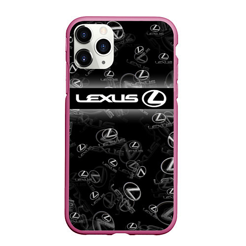 Чехол iPhone 11 Pro матовый LEXUS SPORT PATTERN / 3D-Малиновый – фото 1