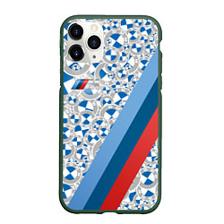 Чехол iPhone 11 Pro матовый BMW LOGO 2020 PATTERN M SPORT, цвет: 3D-темно-зеленый