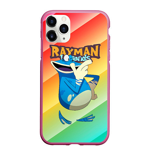 Чехол iPhone 11 Pro матовый Rayman globox радуга / 3D-Малиновый – фото 1